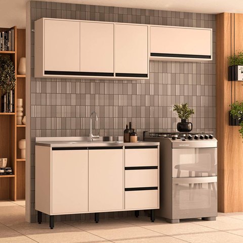 Armário de Cozinha Modulada Completa 3 Peças 200cm sem Tampo 250027 Koya Politorno Móveis