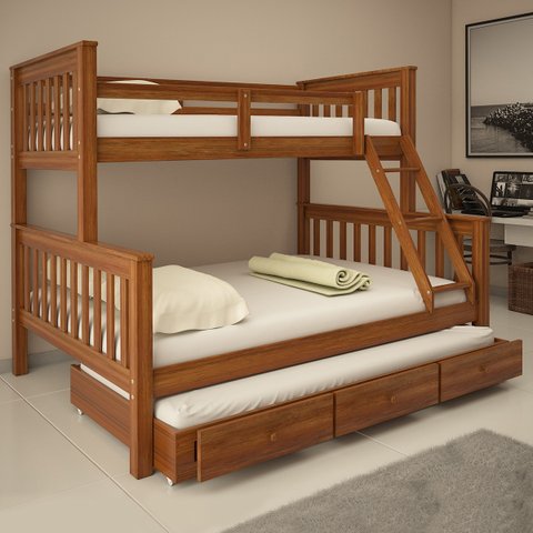 Treliche com Gavetas Cama Casal Solteiro de Madeira Flex Exclusivo Totalità