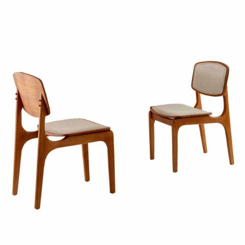 Conjunto com 2 Cadeiras Malta Moderna Mobília Linho Premium Imbuia