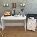 Ver imagem 2 de Mesa e Gaveteiro 3 Gavetas para Escritorio Gamer B29 Branco Novam