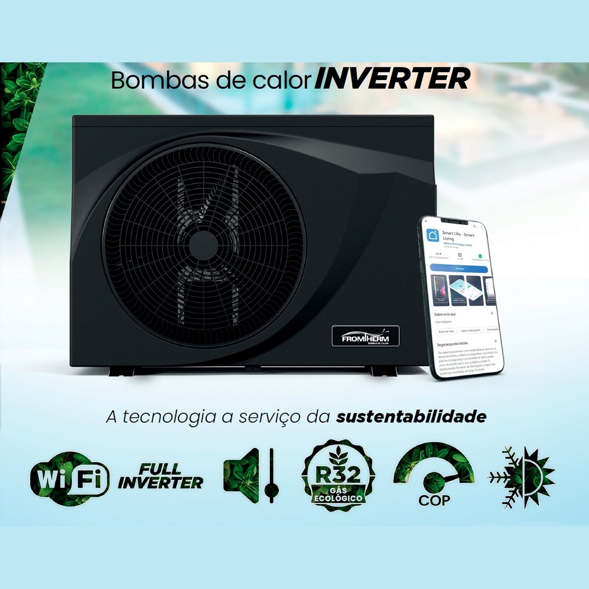 Trocador de Calor Full Inverter Fromtherm Fti75 Mono 220v 40c Preto Wi-fi (piscinas até 75000l) - 7