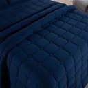 Ver imagem 2 de Kit Cobre Leito Colcha Minimal Casal 3 Peças Malha 100% Algodão Azul Marinho