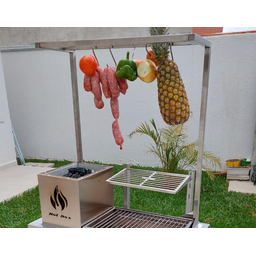 Churrasqueira Hotbox Parrilla Para Alvenaria - 1 Firebox + 1 Grelha Argentina + KIT TENDAL - 4