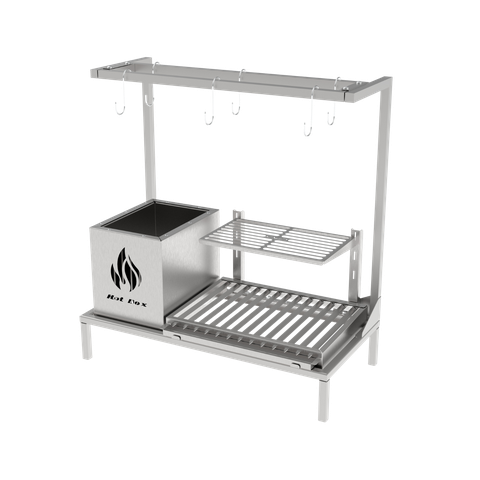 Churrasqueira Hotbox Parrilla para Alvenaria - 1 Firebox + 1 Grelha Argentina + Kit Tendal