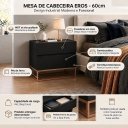 Ver imagem 3 de Mesa de Cabeceira Preto com Gavetas Eros 60cm Alto Padrão Estilo Industrial Pés de Ferro Cobre