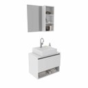 Ver imagem 2 de Kit Gabinete de Banheiro Suspenso com Cuba e Espelho Nicho Branco