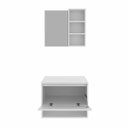 Ver imagem 3 de Kit Gabinete de Banheiro Suspenso com Cuba e Espelho Nicho Branco