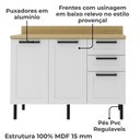 Ver imagem 3 de Balcao com Tampo 120 Cm Mdf 2 Portas 3gavetas Branco Carvalho Tecno Mobili