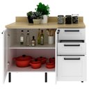 Ver imagem 5 de Balcao com Tampo 120 Cm Mdf 2 Portas 3gavetas Branco Carvalho Tecno Mobili