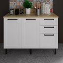 Ver imagem 7 de Balcao com Tampo 120 Cm Mdf 2 Portas 3gavetas Branco Carvalho Tecno Mobili