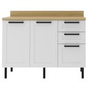 Ver imagem 1 de Balcao com Tampo 120 Cm Mdf 2 Portas 3gavetas Branco Carvalho Tecno Mobili