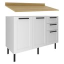 Ver imagem 6 de Balcao com Tampo 120 Cm Mdf 2 Portas 3gavetas Branco Carvalho Tecno Mobili