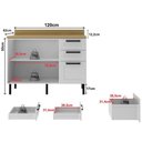 Ver imagem 4 de Balcao com Tampo 120 Cm Mdf 2 Portas 3gavetas Branco Carvalho Tecno Mobili