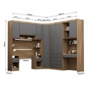 Ver imagem 4 de Quarto Completo Modulado Solteiro 493cm com Escrivaninha Cor:cinza Supremo