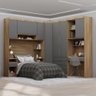 Quarto Completo Modulado Solteiro 493cm com Escrivaninha Cor:cinza Supremo - 1