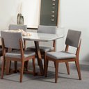 Ver imagem 2 de Conjunto de Jantar Mesa com Vidro Bennett 6 Cadeiras Ella - Natural C/ Mescla Cinza