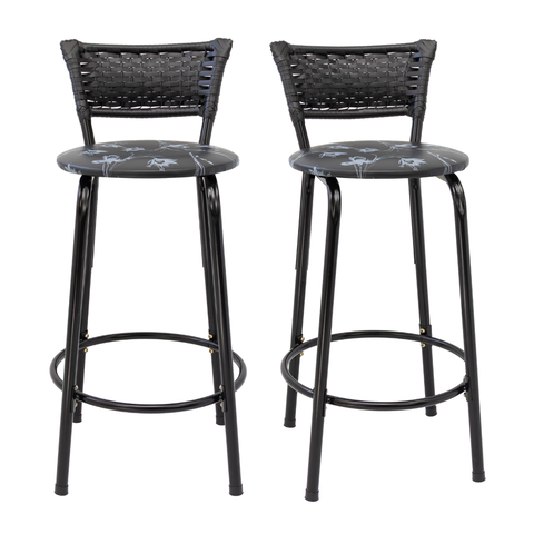 Kit 2 Banquetas para Balcão Cozinha Gourmet Junco Preto Bancada Ilha Banco 60cm Itagold