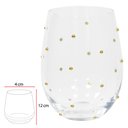 Ver imagem 2 de Cj 2 Copos de Vidro Dots Dourado 500ml 7,3x4x12cm