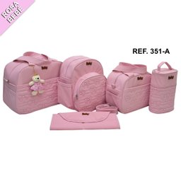Bolsa maternidade luxo kit 5 Rosa bebê impermeável - 3