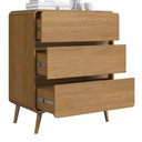 Ver imagem 2 de Cômoda Quarto 77cm 3 Gavetas Pés Palito Nuvia Castanho C06 - Mpozenato