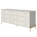 Ver imagem 6 de Cômoda com 6 Gavetas e 2 Mesas de Cabeceira Jasper - Off White Fosco com Dourado
