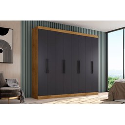 Guarda Roupas Casal 8 Portas 4 Gavetas Mayara Araplac Freijo/Carbono - 1