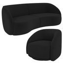 Ver imagem 2 de Kit Sofá 4 Lugares Eron 240cm com Poltrona Giratória Angelina M03 Veludo Preto - Lyam Decor