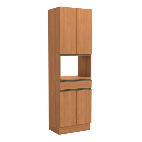 Kit Forno 700mm 4 Portas 1 Gaveta de Madeira Marrom/Canela