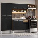 Ver imagem 1 de Armário de Cozinha Compacta 229cm com Pia Rustic/Preto Emilly Madesa 12