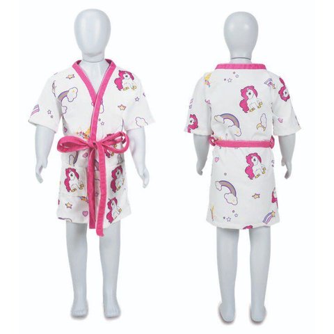 Roupão de Banho Infantil de 4 a 10 Anos Unicórnio - G - 8 a 10 Anos