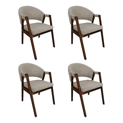 Kit 4 Cadeiras de Jantar Madeira Maciça Helen Impermeável Cor da Estrutura:mel;cor do Assento:bege L