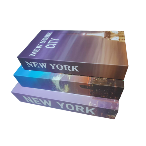 Kit Livro Caixa Decorativo 3 Peças – Caixa Organizadora Estilo Livro para Decoração:New York