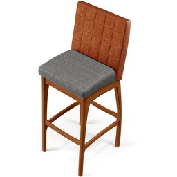 Kit 04 Banquetas Altas Sala De Jantar Fixa Mila B04 Couríssimo Camel Linho Cinza Escuro - Lyam - 8