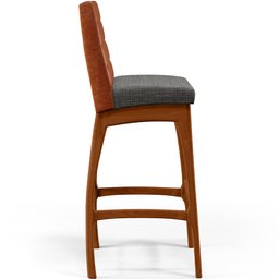 Kit 04 Banquetas Altas Sala De Jantar Fixa Mila B04 Couríssimo Camel Linho Cinza Escuro - Lyam - 7