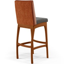 Kit 04 Banquetas Altas Sala De Jantar Fixa Mila B04 Couríssimo Camel Linho Cinza Escuro - Lyam - 9