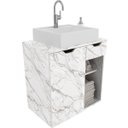 Ver imagem 1 de Gabinete de Banheiro 60 Cm 1 Porta com Cuba Romana Mármore Branco