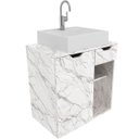 Ver imagem 6 de Gabinete de Banheiro 60 Cm 1 Porta com Cuba Romana Mármore Branco