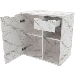 Gabinete de Banheiro 60 Cm 1 Porta com Cuba Romana Mármore Branco - 2