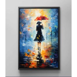 Quadro Decorativo Tela Canvas Moldura Filete Abstrato Umbrela Guarda Chuva Gg - 3