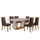 Ver imagem 2 de Mesa de Jantar Milena 180cm Tampo MDF Vidro Canto Copo com 6 Cadeiras Carolina