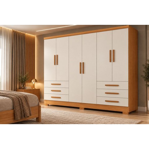 Guarda Roupa Casal MDP Dakar 6PTS 6GAV Marrom/Cinamomo Fendi