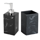 Ver imagem 1 de Kit Banheiro Preto Decorado Lavabo Moderno Mármore Porcelana:PRETO5394