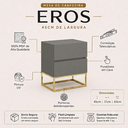 Ver imagem 2 de Mesinha de Cabeceira Canto Apoio de Cama Cinza Fosco Eros 45cm Estilo Industrial Base Dourado