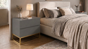 Ver imagem 1 de Mesinha de Cabeceira Canto Apoio de Cama Cinza Fosco Eros 45cm Estilo Industrial Base Dourado