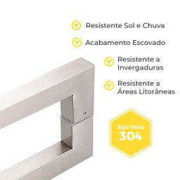 Puxador U de Porta Pivotante Luxo Inox 304 Escovado 60cm Madeira Vidro Brinovar - 4