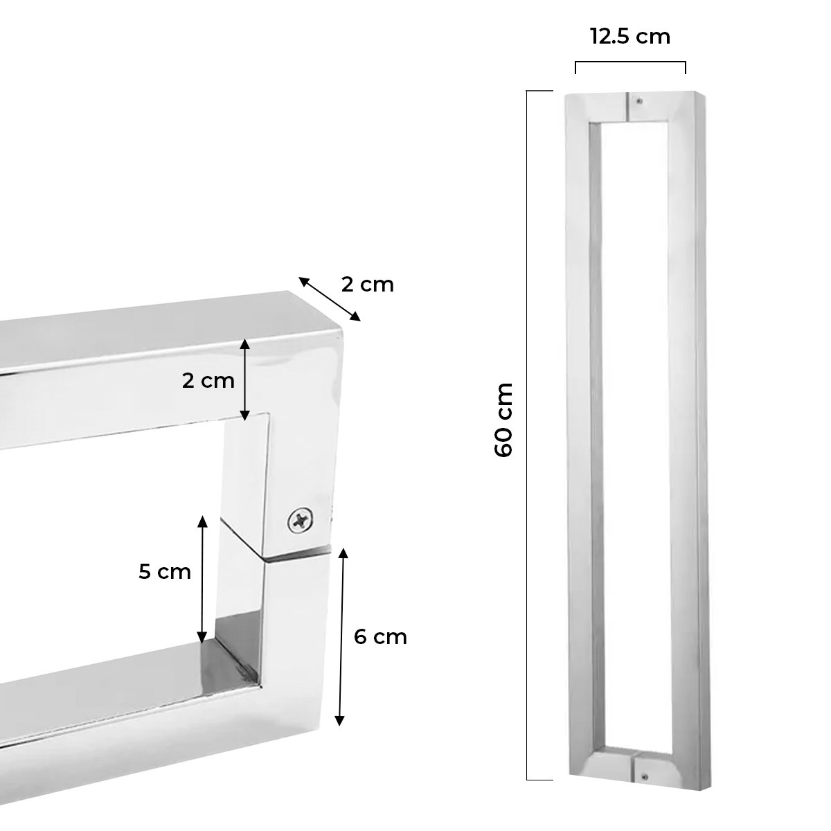 Puxador U de Porta Pivotante Luxo Inox 304 Escovado 60cm Madeira Vidro - Brinovar - 7