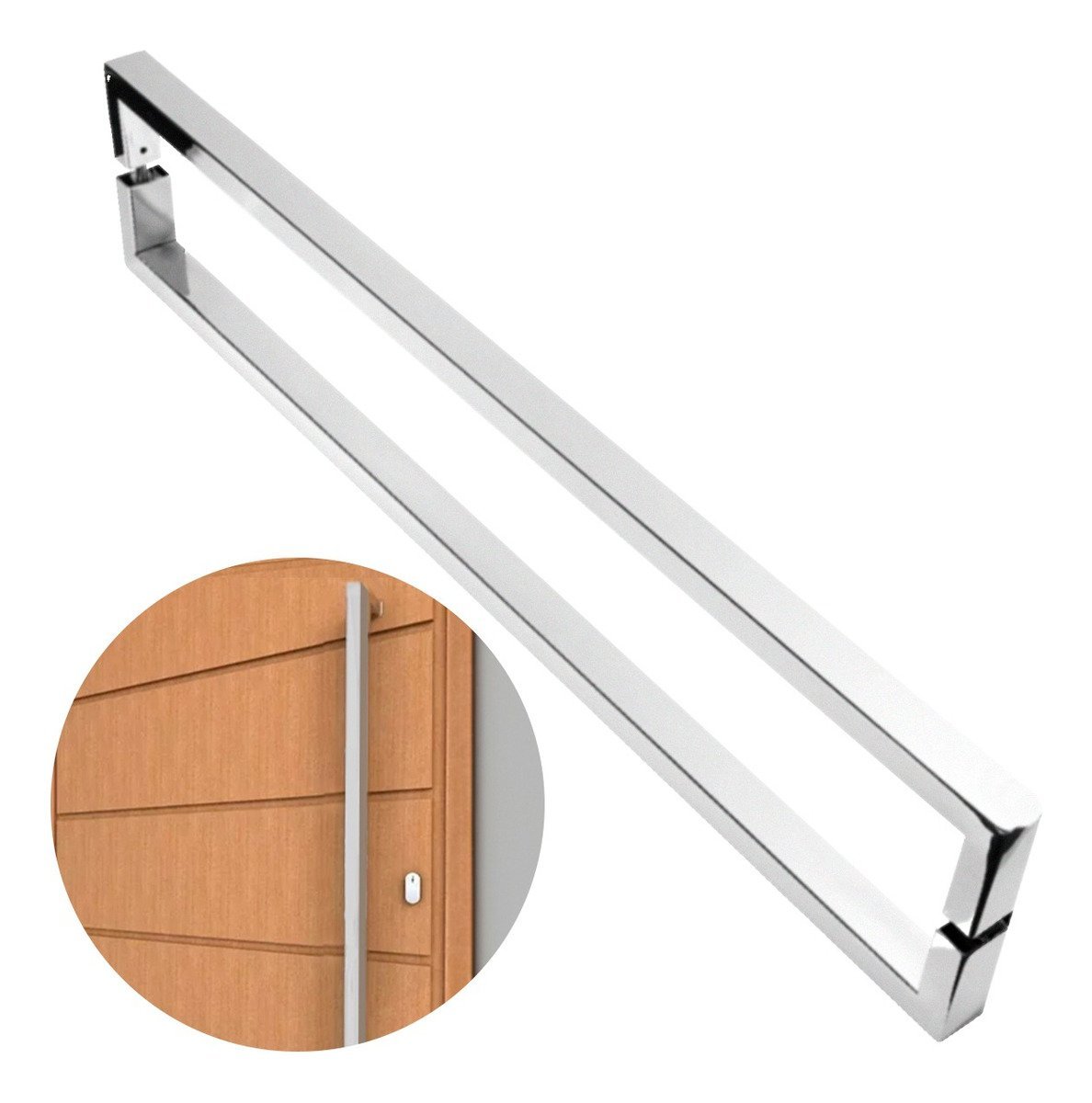 Puxador U de Porta Pivotante Luxo Inox 304 Escovado 60cm Madeira Vidro - Brinovar - 4