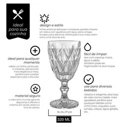 Jogo de 8 Taças para Agua Clear Vitral Verre - Mimo Style - 4