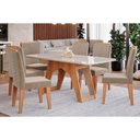 Ver imagem 1 de Sala de Jantar Completa Carol C/ Tampo Madeirado C/ Vidro 180x90cm e 6 Cadeiras Clarice Savana-