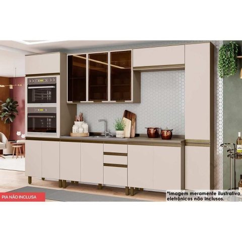 Cozinha Modulada Connect 7 Peças 2 Aéreos + 2 Balcões+ 2 Paneleiros + 1 Complementoc6p21 Duna